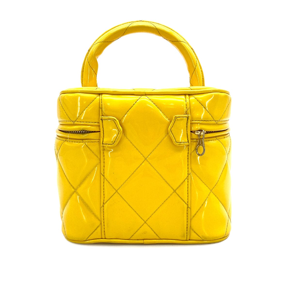 Luxury Promise Japan VINTAGE CHANEL MATELASSE VANITY HAND BAG YELLOW ENAMEL GOLD HARDWARE 90313408