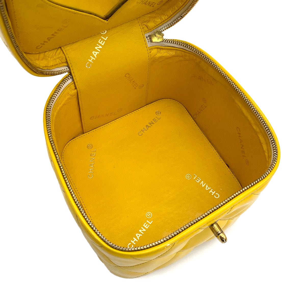 Luxury Promise Japan VINTAGE CHANEL MATELASSE VANITY HAND BAG YELLOW ENAMEL GOLD HARDWARE 90313408