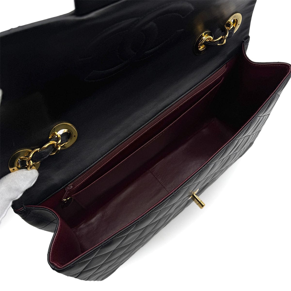 Luxury Promise Japan VINTAGE CHANEL MAXI MATELASSE 34 CHAIN SHOULDER BAG BLACK LAMB SKIN GOLD HARDWARE 90313536