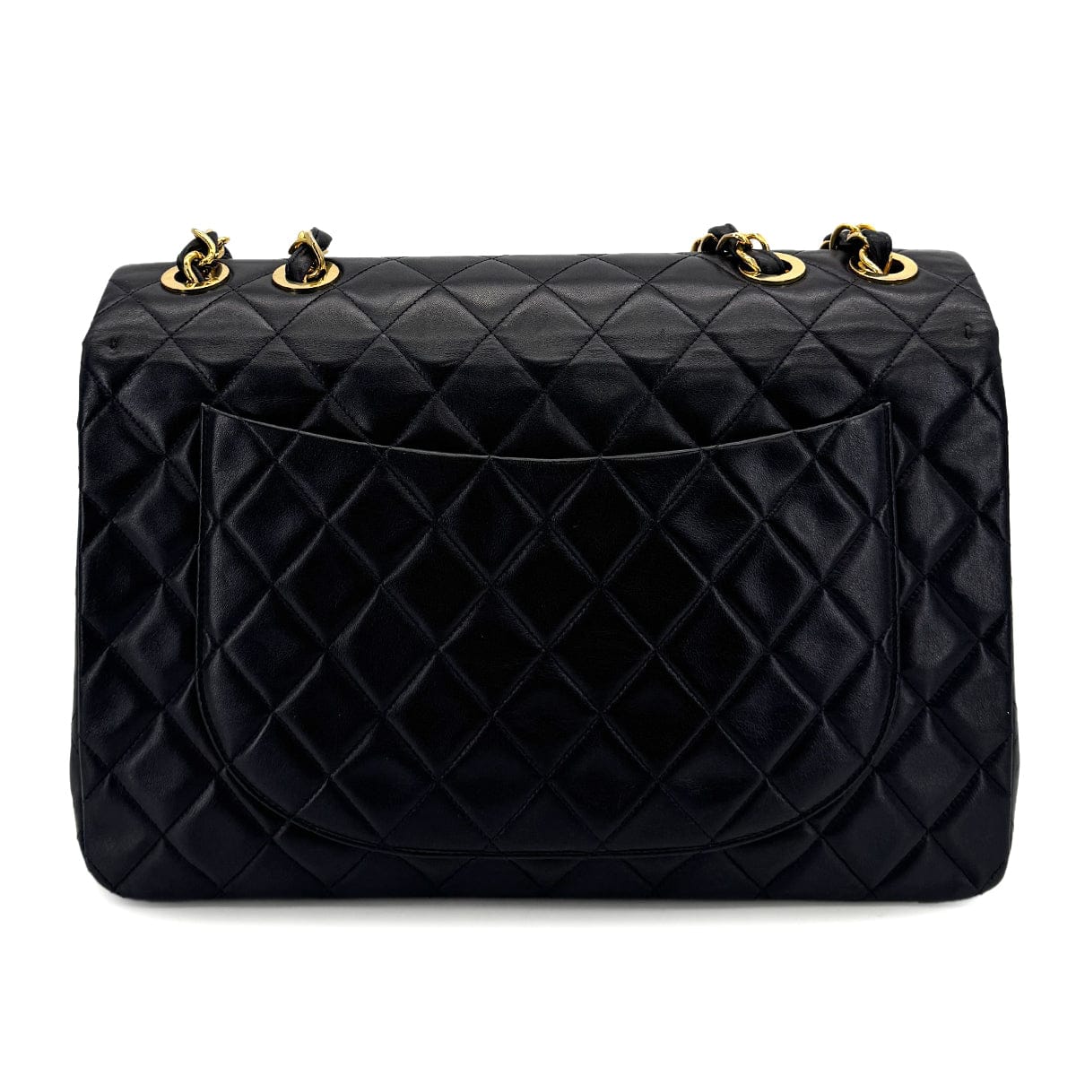 Luxury Promise Japan VINTAGE CHANEL MAXI MATELASSE 34 CHAIN SHOULDER BAG BLACK LAMB SKIN GOLD HARDWARE 90318289