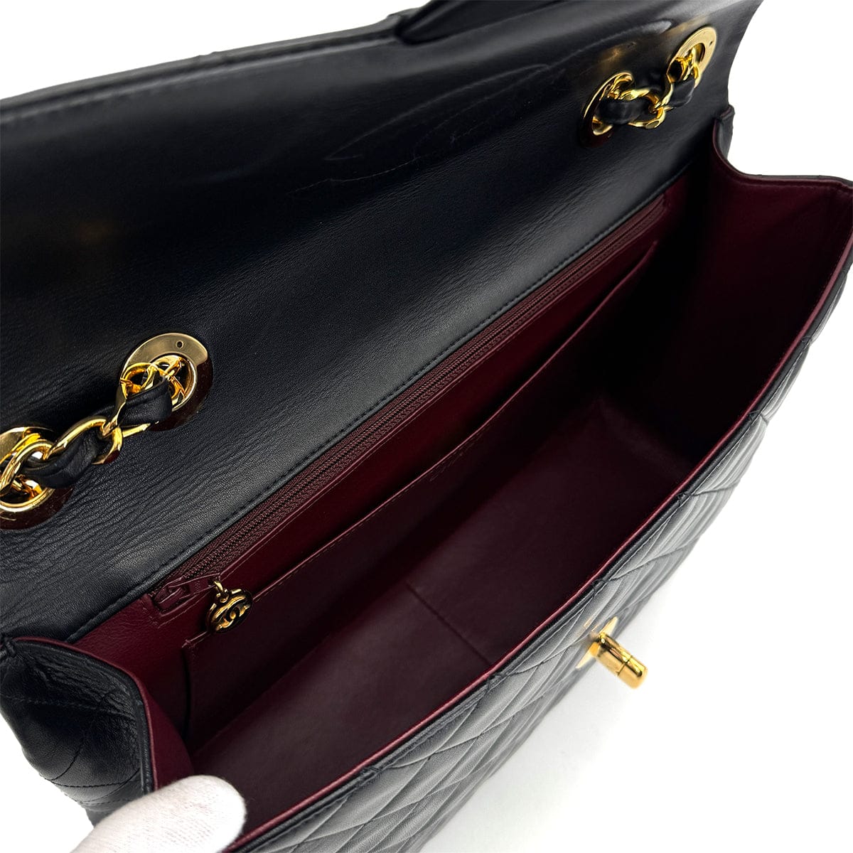 Luxury Promise Japan VINTAGE CHANEL MAXI MATELASSE 34 CHAIN SHOULDER BAG BLACK LAMB SKIN GOLD HARDWARE 90322910