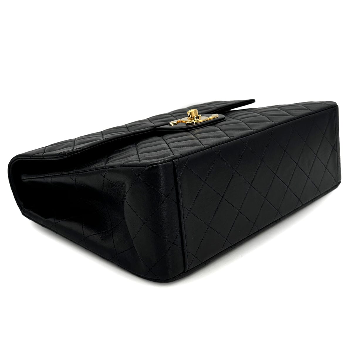 Luxury Promise Japan VINTAGE CHANEL MAXI MATELASSE 34 CHAIN SHOULDER BAG BLACK LAMB SKIN GOLD HARDWARE 90322910