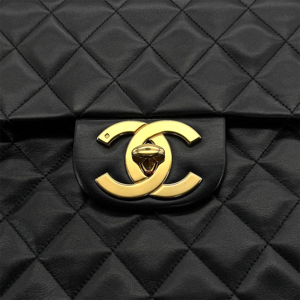 Luxury Promise Japan VINTAGE CHANEL MAXI MATELASSE 34 CHAIN SHOULDER BAG BLACK LAMB SKIN GOLD HARDWARE 90322910