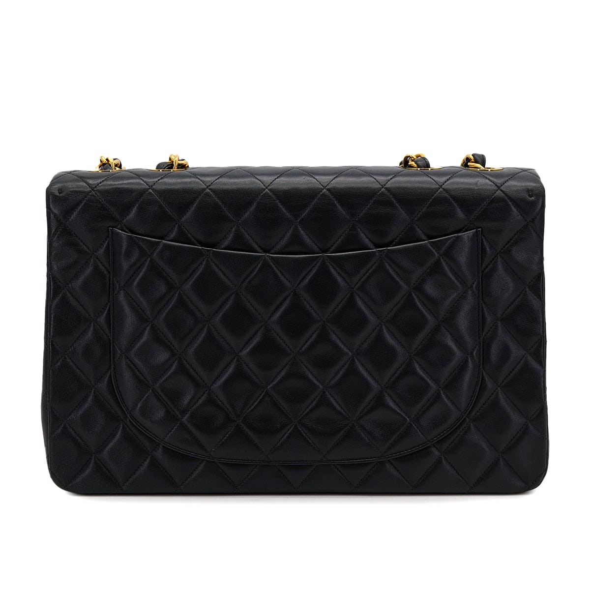 Luxury Promise Japan VINTAGE CHANEL MAXI MATELASSE 34 CHAIN SHOULDER BAG BLACK LAMB SKIN GOLD HARDWARE 90323455