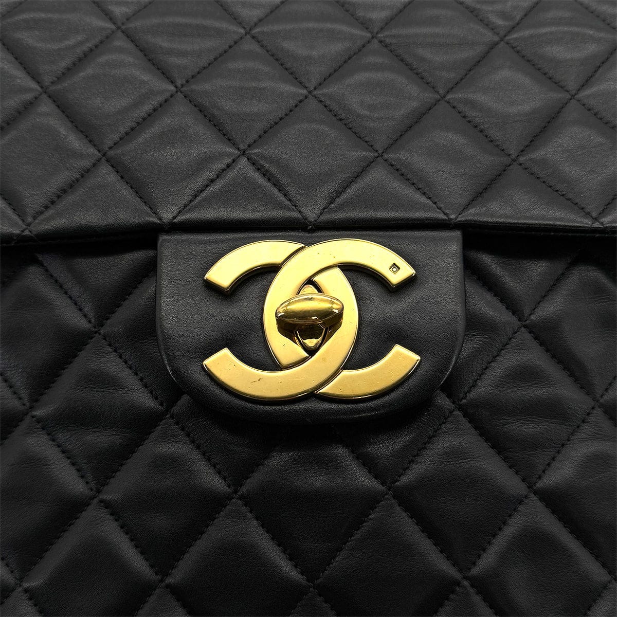 Luxury Promise Japan VINTAGE CHANEL MAXI MATELASSE 34 CHAIN SHOULDER BAG BLACK LAMB SKIN GOLD HARDWARE 90325320