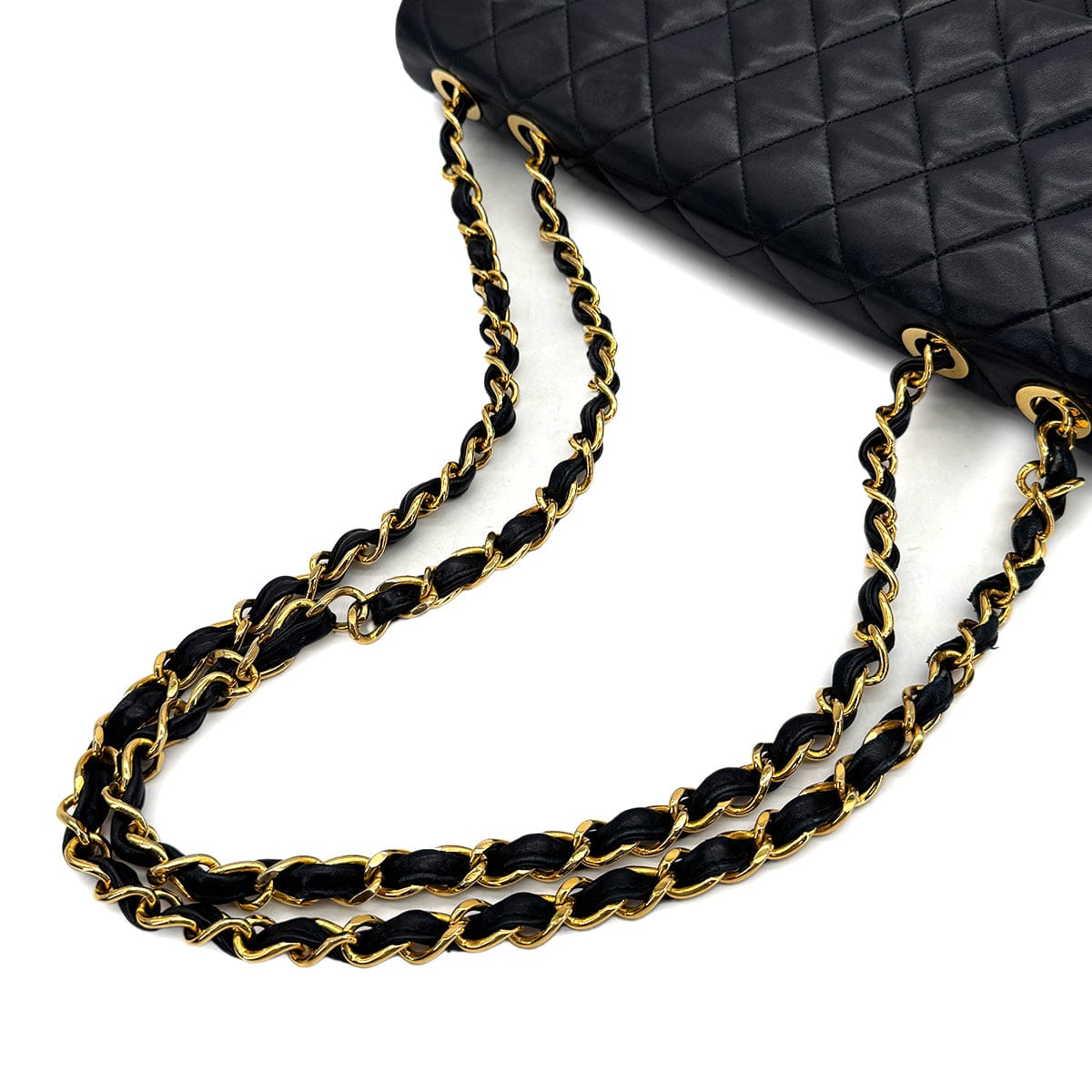 Luxury Promise Japan VINTAGE CHANEL MAXI MATELASSE 34 CHAIN SHOULDER BAG BLACK LAMB SKIN GOLD HARDWARE 90325320