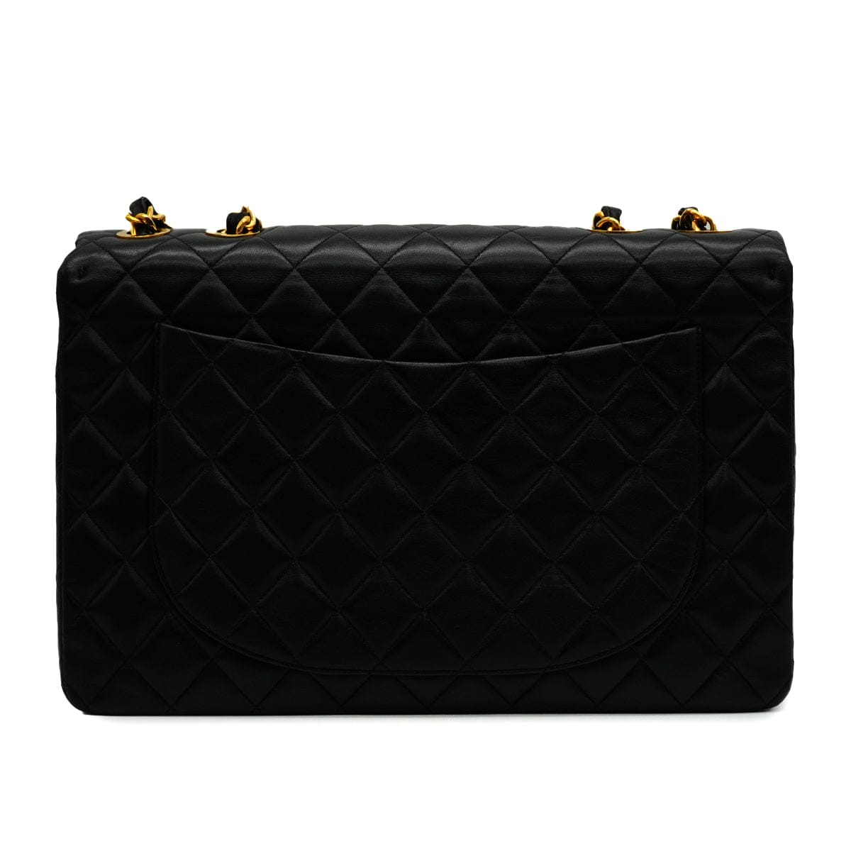 Luxury Promise Japan VINTAGE CHANEL MAXI MATELASSE 34 CHAIN SHOULDER BAG BLACK LAMB SKIN GOLD HARDWARE 90346666