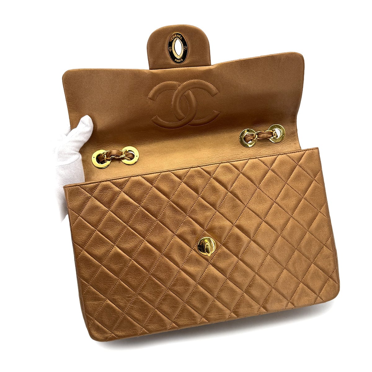 Luxury Promise Japan VINTAGE CHANEL MAXI MATELASSE 34 CHAIN SHOULDER BAG GOLD LAMB SKIN GOLD HARDWARE 90323205