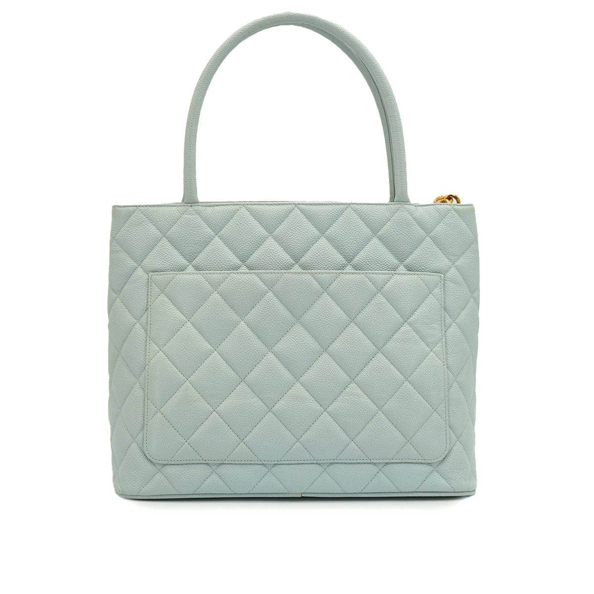 Luxury Promise Japan VINTAGE CHANEL MEDALLION TOTE BAG LIGHT BLUE CAVIAR SKIN GOLD HARDWARE 90335496