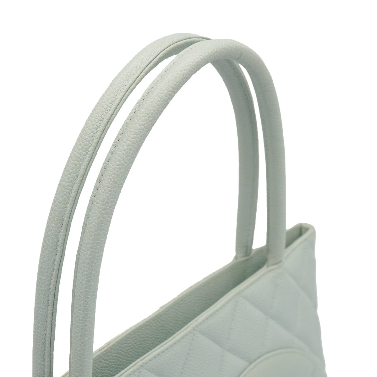 Luxury Promise Japan VINTAGE CHANEL MEDALLION TOTE BAG LIGHT BLUE CAVIAR SKIN GOLD HARDWARE 90335496