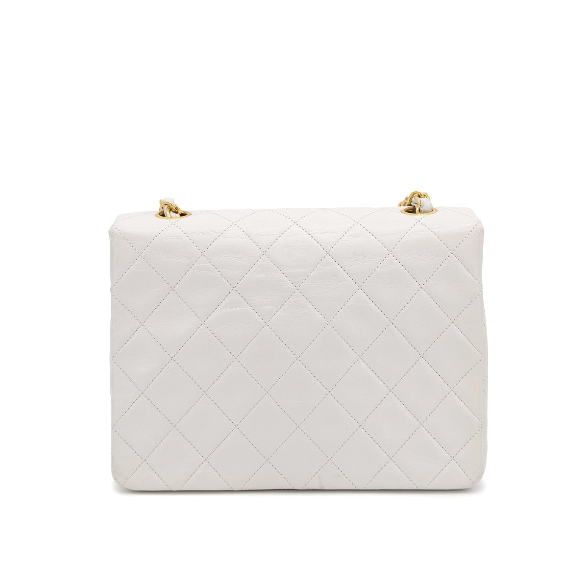 Luxury Promise Japan VINTAGE CHANEL MINI MATELASSE CHAIN SHOULDER BAG WHITE LAMB SKIN GOLD HARDWARE 90317872