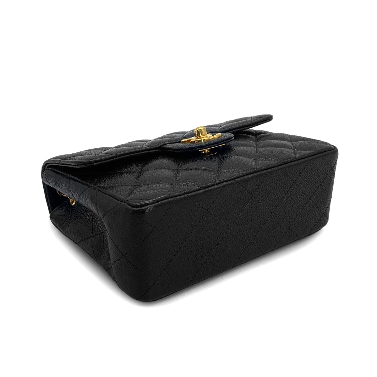 Luxury Promise Japan VINTAGE CHANEL MINI SQUARE 17 CHAIN SHOULDER BAG BLACK CAVIAR SKIN GOLD HARDWARE 90322283