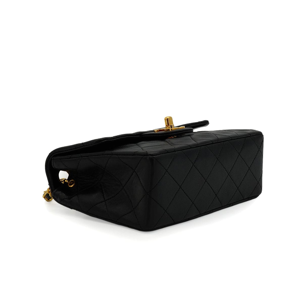 Luxury Promise Japan VINTAGE CHANEL MINI SQUARE 17 CHAIN SHOULDER BAG BLACK LAMB SKIN GOLD HARDWARE 90343923