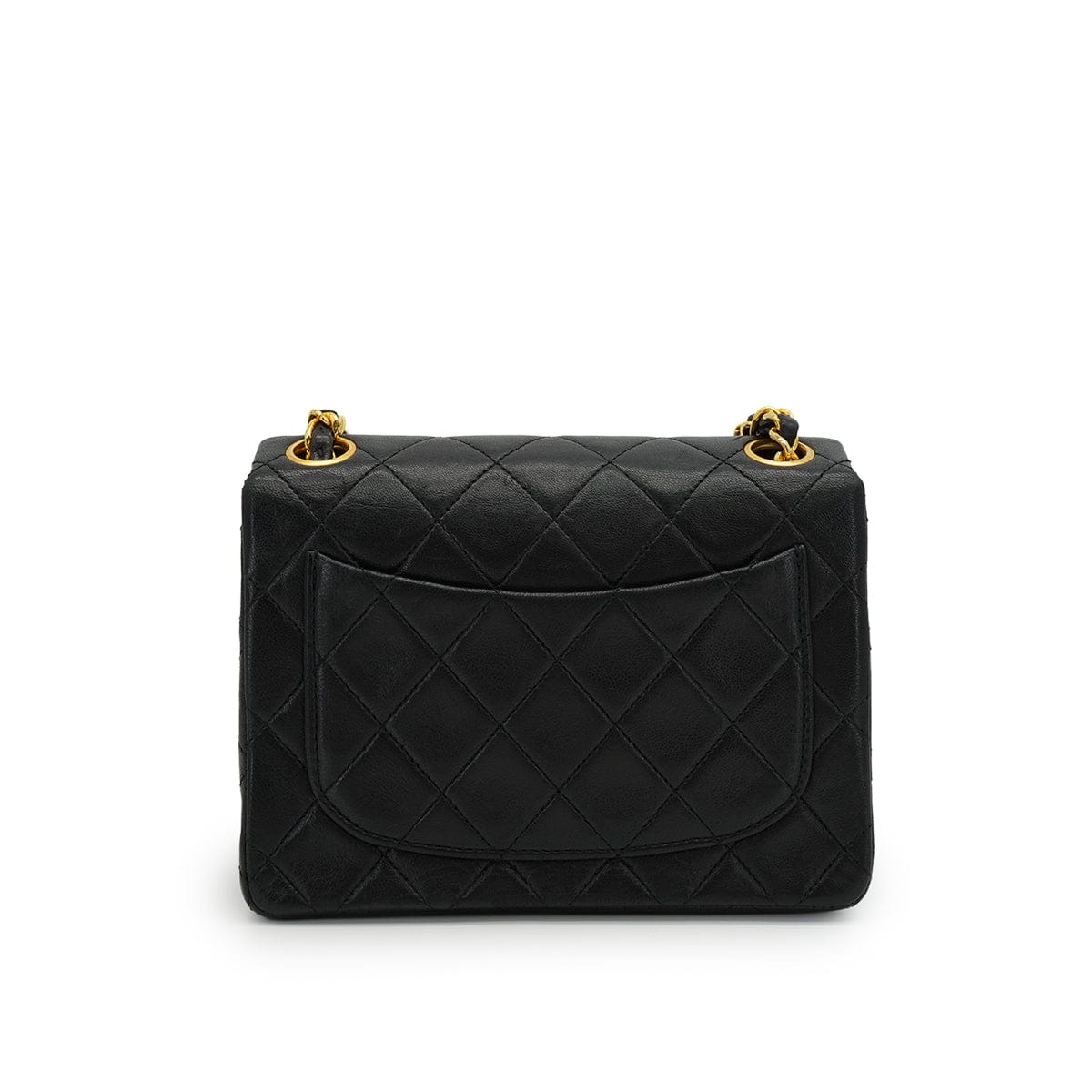Luxury Promise Japan VINTAGE CHANEL MINI SQUARE 17 CHAIN SHOULDER BAG BLACK LAMB SKIN GOLD HARDWARE 90346681