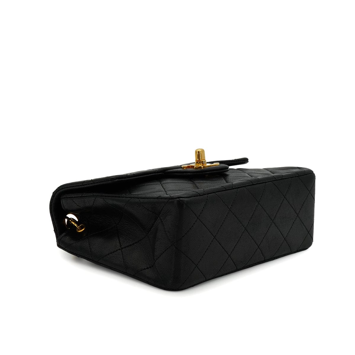 Luxury Promise Japan VINTAGE CHANEL MINI SQUARE 17 CHAIN SHOULDER BAG BLACK LAMB SKIN GOLD HARDWARE 90346681