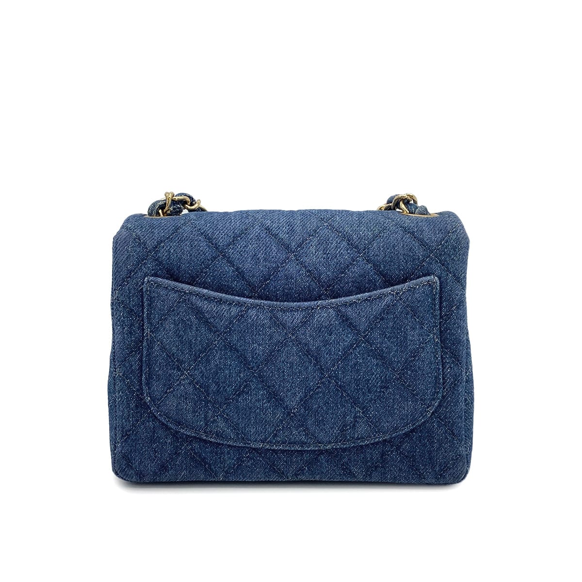 Luxury Promise Japan VINTAGE CHANEL MINI SQUARE 17 CHAIN SHOULDER BAG BLUE DENIM GOLD HARDWAR 90234630