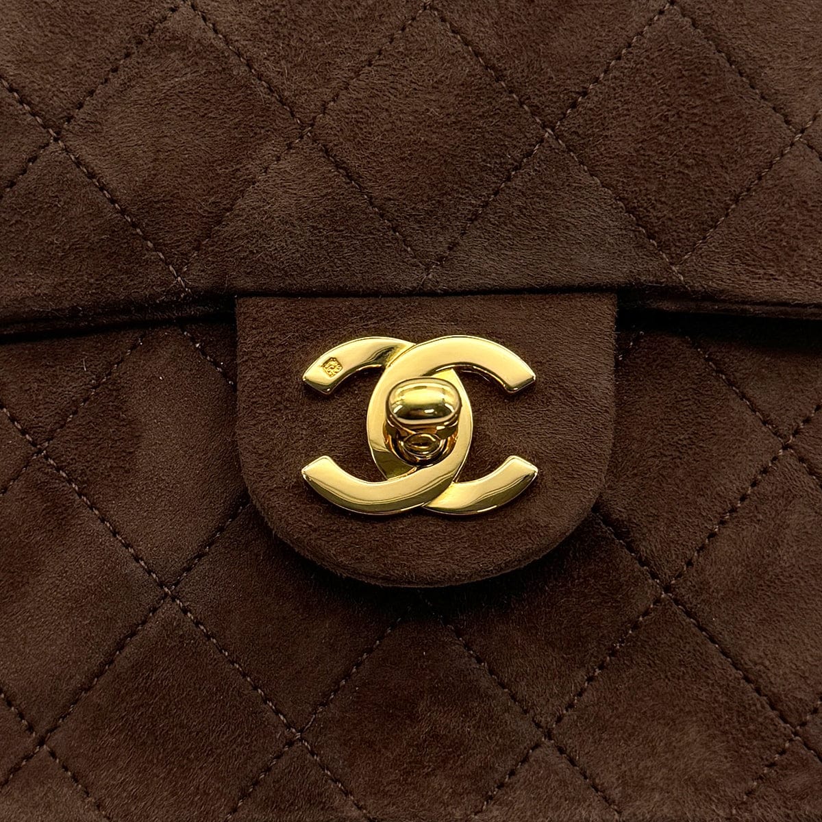 Luxury Promise Japan VINTAGE CHANEL MINI SQUARE 17 CHAIN SHOULDER BAG BROWN SUEDE GOLD HARDWARE 90317920