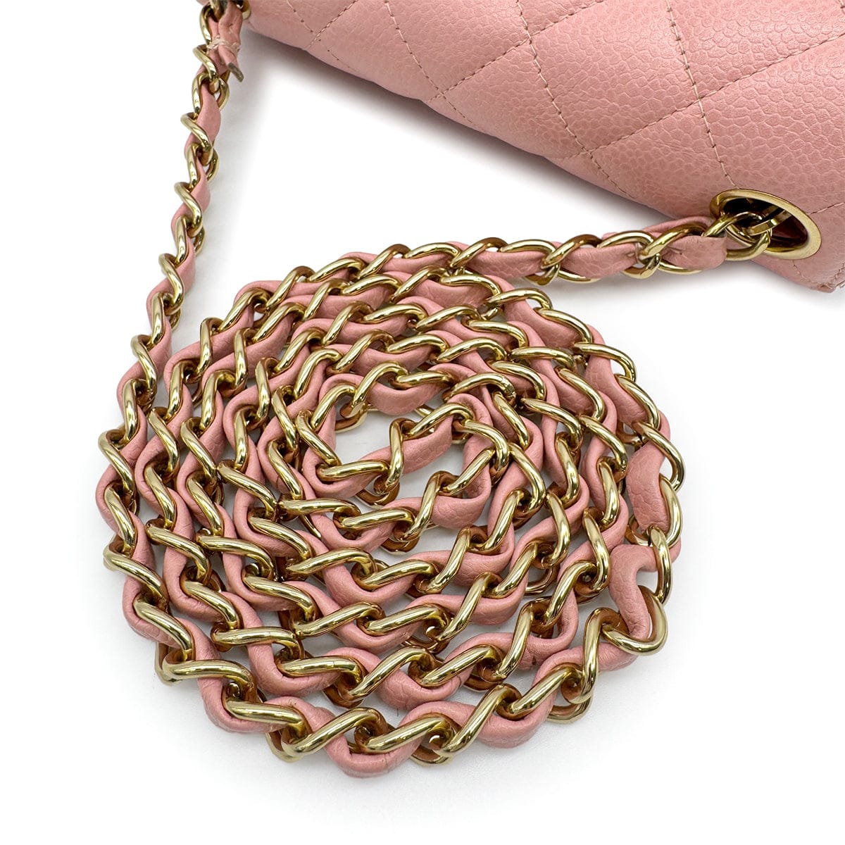 Luxury Promise Japan VINTAGE CHANEL MINI SQUARE 17 CHAIN SHOULDER BAG PINK CAVIAR SKIN GOLD HARDWARE 90313673