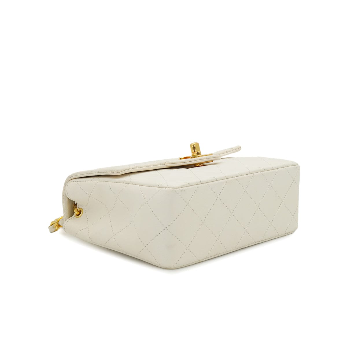 Luxury Promise Japan VINTAGE CHANEL MINI SQUARE 17 CHAIN SHOULDER BAG WHITE LAMB SKIN GOLD HARDWARE 90332914