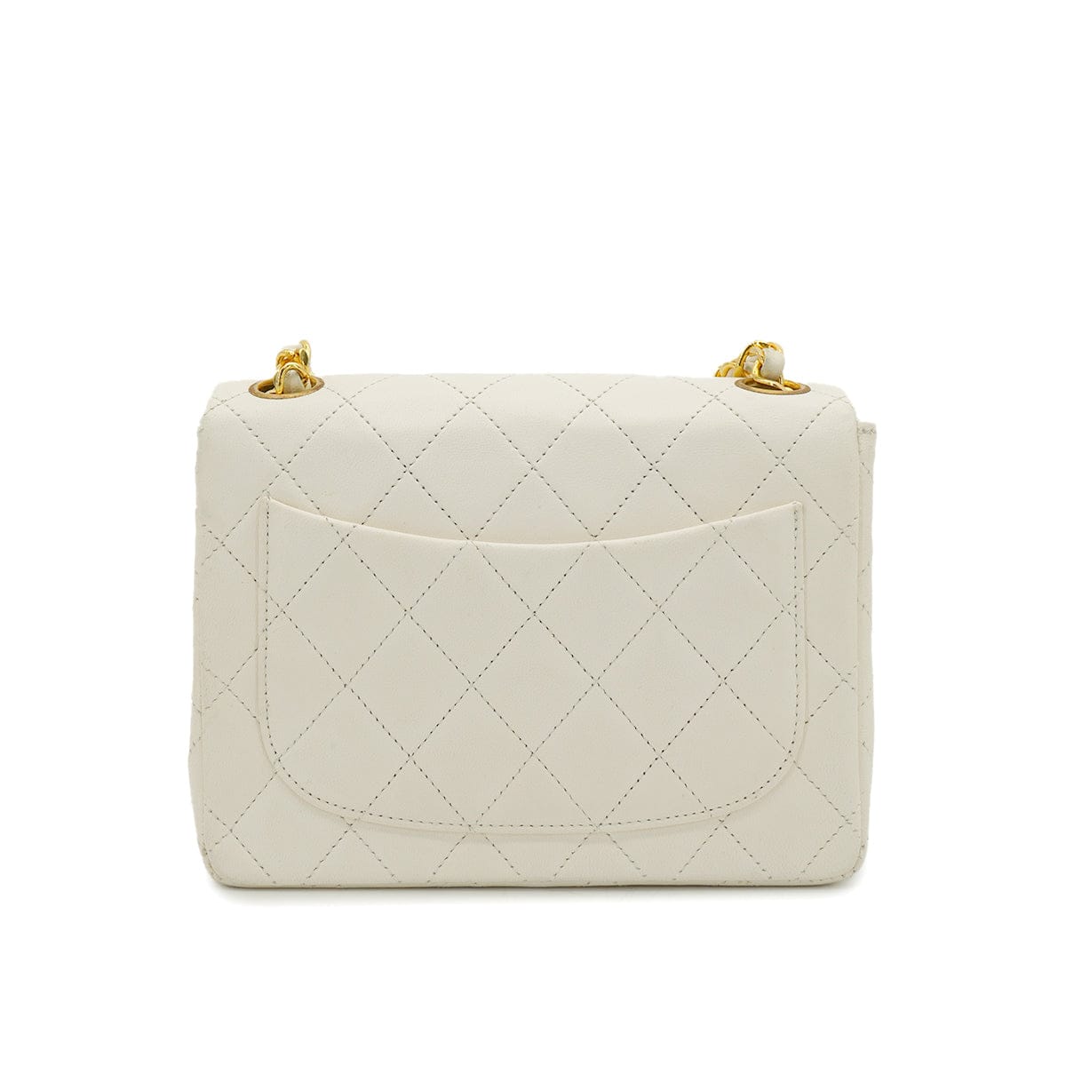Luxury Promise Japan VINTAGE CHANEL MINI SQUARE 17 CHAIN SHOULDER BAG WHITE LAMB SKIN GOLD HARDWARE 90332914