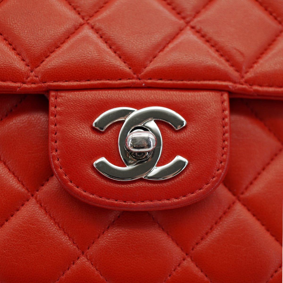 Luxury Promise Japan VINTAGE CHANEL PARENT-CHILD BAG PARENTS ONLY RED LAMB SKIN SILVER HARDWARE 90335317