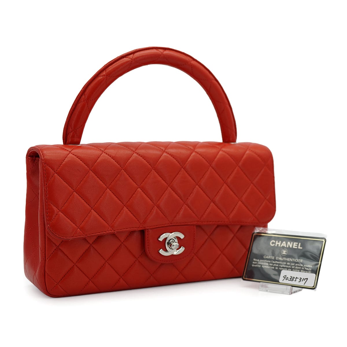 Luxury Promise Japan VINTAGE CHANEL PARENT-CHILD BAG PARENTS ONLY RED LAMB SKIN SILVER HARDWARE 90335317