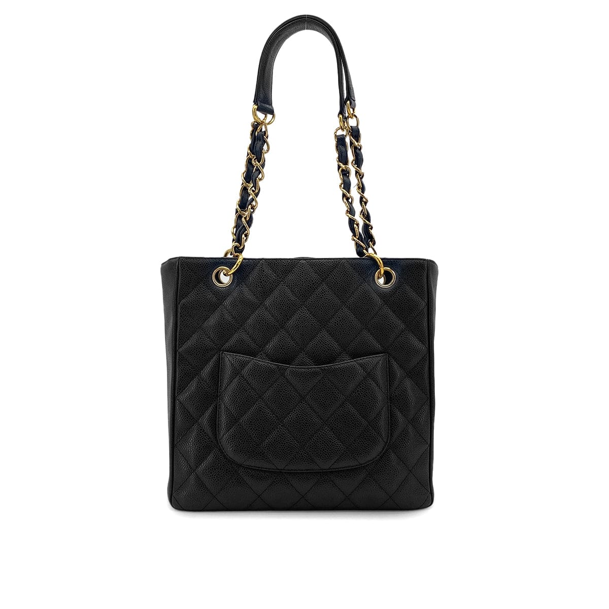 Luxury Promise Japan VINTAGE CHANEL PST CHAIN TOTE BAG BLACK CAVIAR SKIN GOLD HARDWARE 90321624