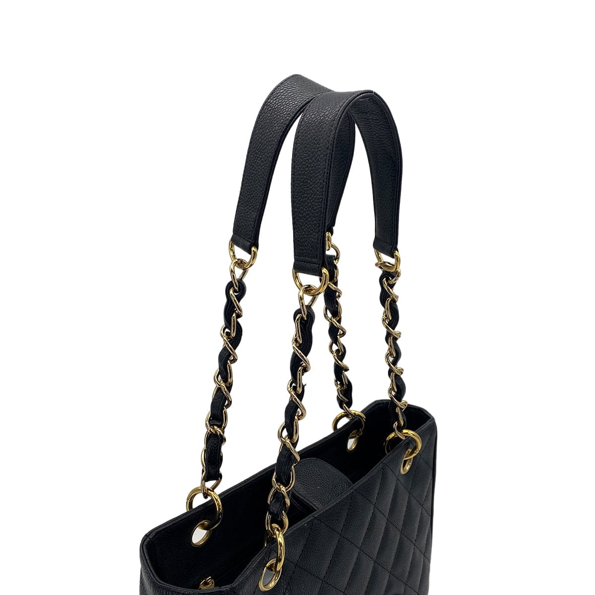 Luxury Promise Japan VINTAGE CHANEL PST CHAIN TOTE BAG BLACK CAVIAR SKIN GOLD HARDWARE 90321624