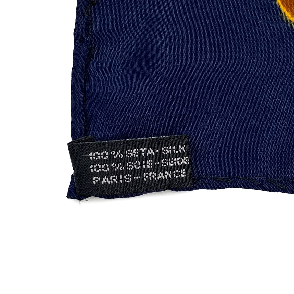 Luxury Promise Japan VINTAGE CHANEL SCARF COCOMARK CHAIN MOTIF NAVY SILK 90317621