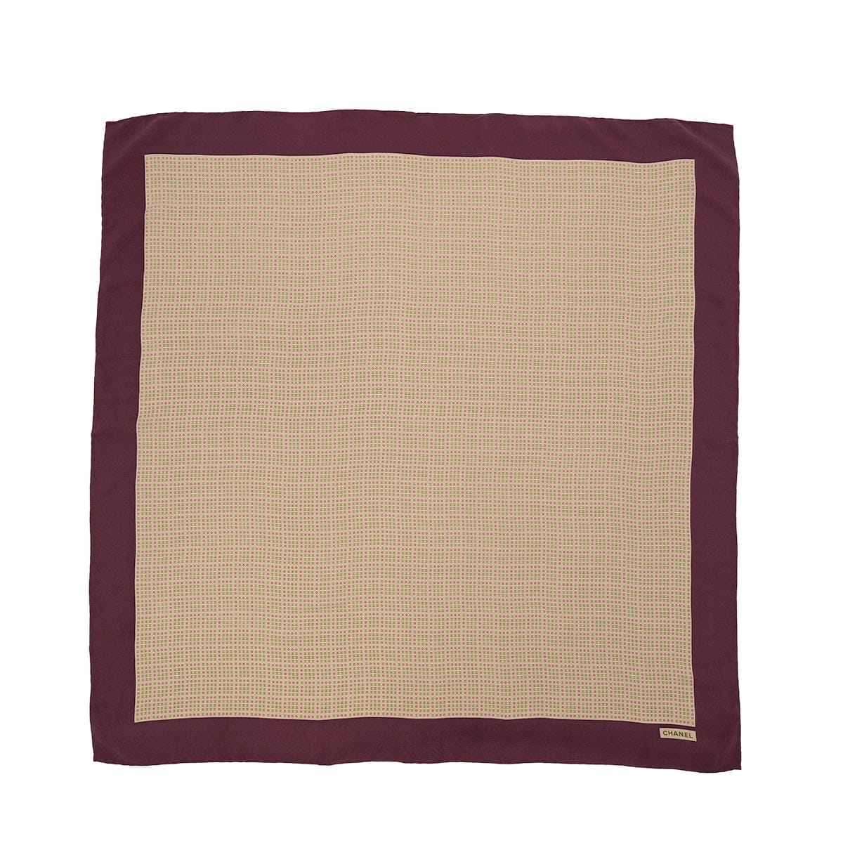 Luxury Promise Japan VINTAGE CHANEL SCARF COCOMARK PATTERN PURPLE BEIGE SILK 90319725