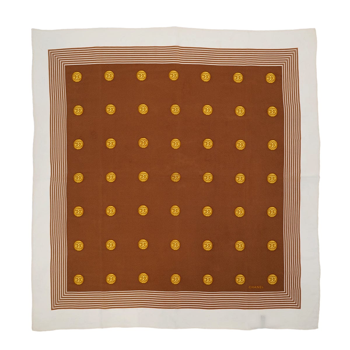 Luxury Promise Japan VINTAGE CHANEL SCARF COCOMARK WHITE BEIGE SILK 90321069