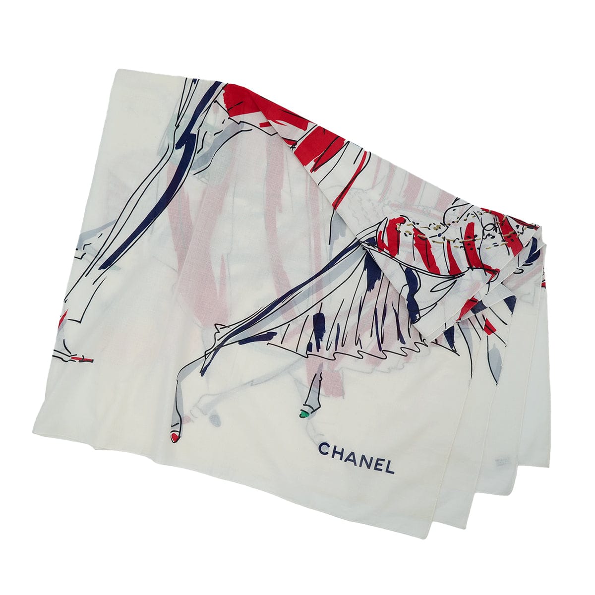 Luxury Promise Japan VINTAGE CHANEL SCARF MADEMOISELLE MULTICOLOR COTTON 90321070
