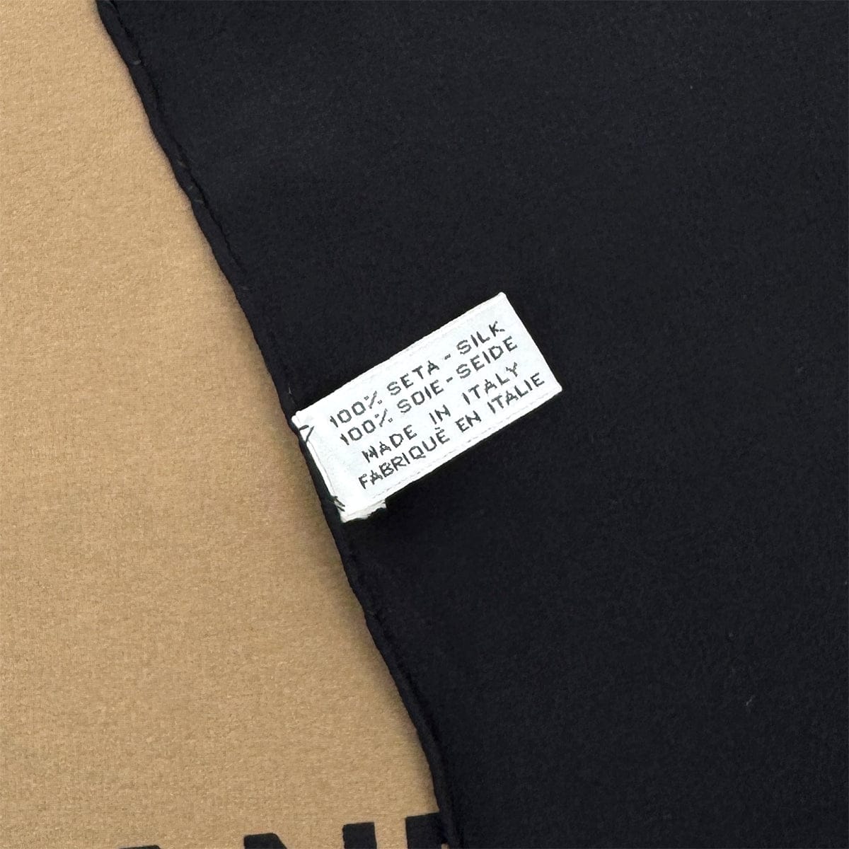 Luxury Promise Japan VINTAGE CHANEL SCARF MATELASSE BAG LOGO BLACK BEIGE SILK 90324120