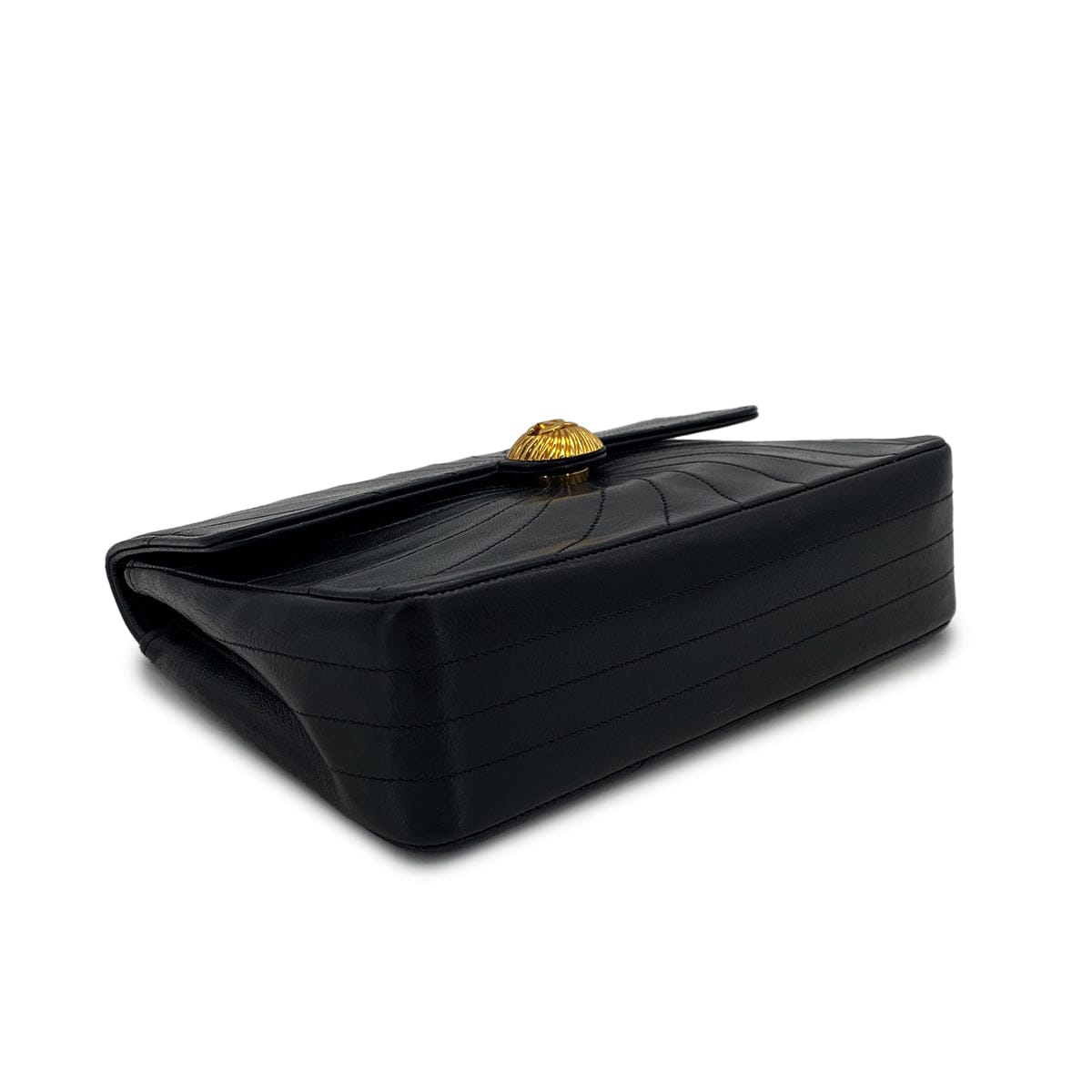 Luxury Promise Japan VINTAGE CHANEL SPIRAL CHAIN SHOULDER BAG BLACK LAMB SKIN GOLD HARDWARE 90315438