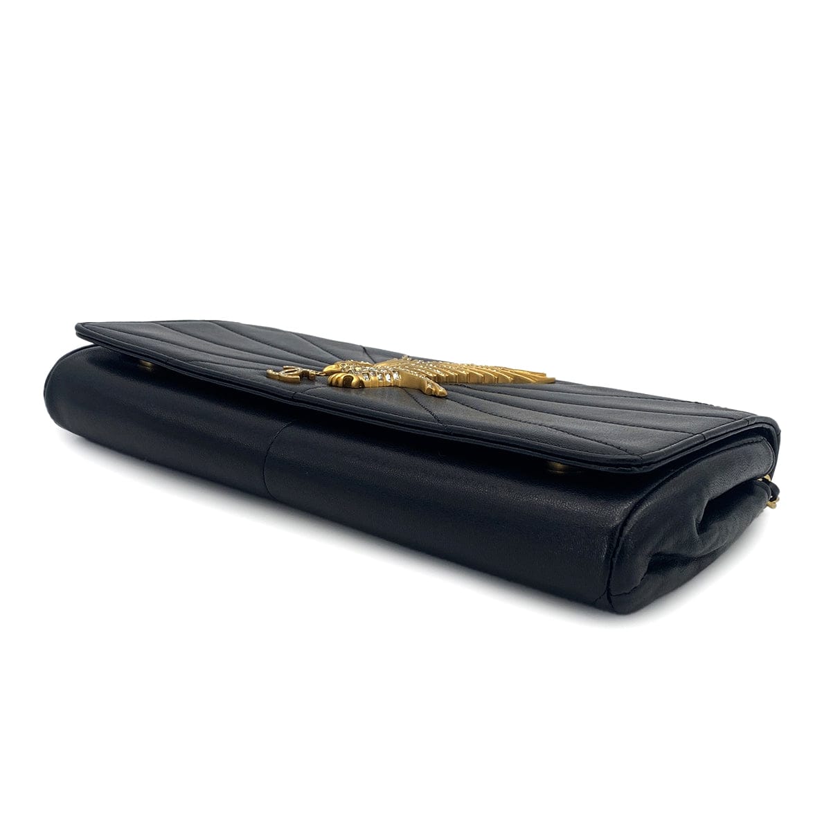 Luxury Promise Japan VINTAGE CHANEL STRASS IMPERIAL EAGLE CLUTCH CHAIN SHOULDER BAG RHINESTONE BLACK LAMB SKIN 90304710