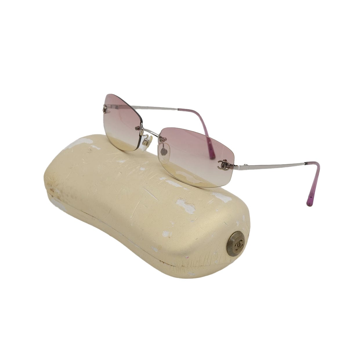 Luxury Promise Japan VINTAGE CHANEL SUNGLASSES COCOMARK PINK SILVER EYEWEAR 90322133