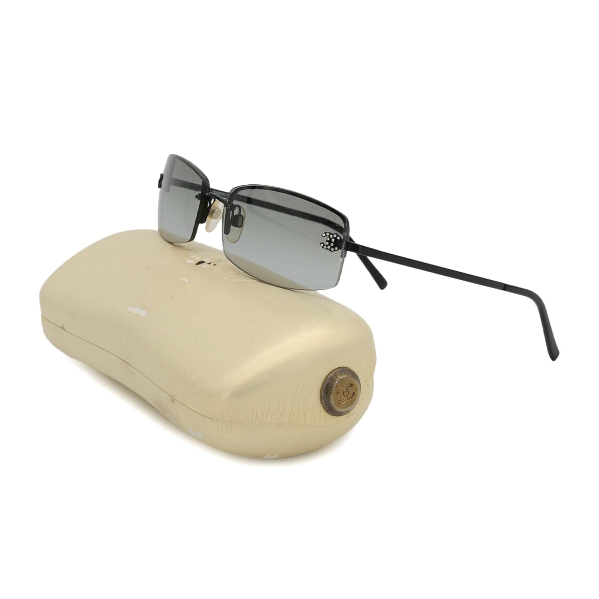 Luxury Promise Japan VINTAGE CHANEL SUNGLASSES COCOMARK RHINESTONE BLACK EYEWEAR 90313530