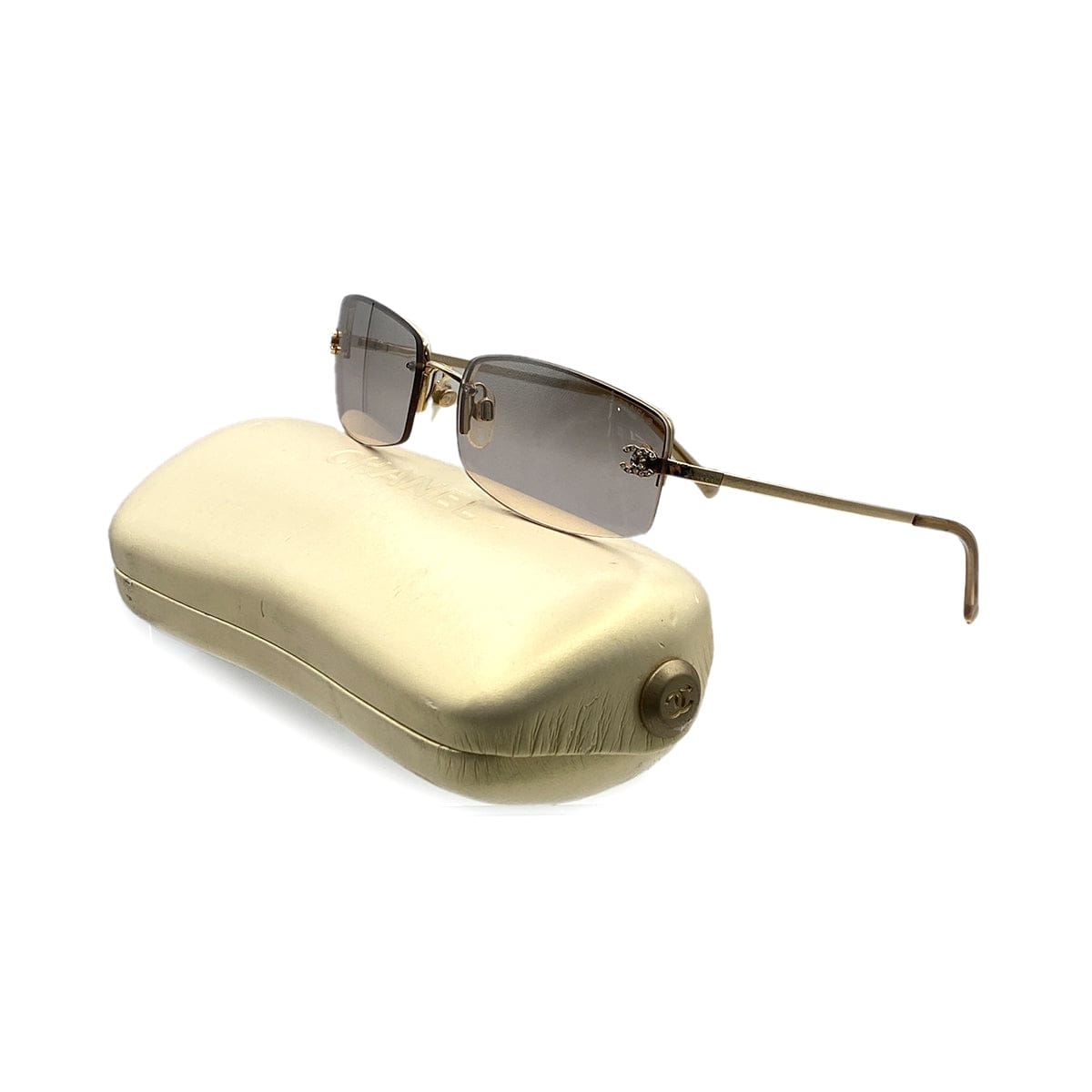 Luxury Promise Japan VINTAGE CHANEL SUNGLASSES COCOMARK RHINESTONE GOLD EYEWEAR 90312553