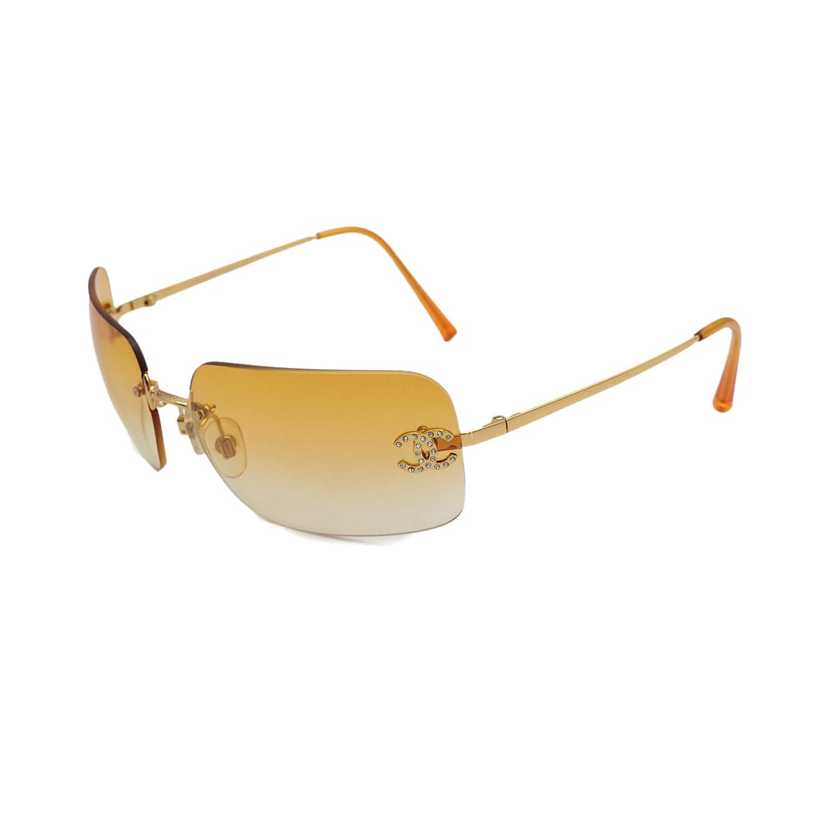 Luxury Promise Japan VINTAGE CHANEL SUNGLASSES COCOMARK RHINESTONE GOLD EYEWEAR 90319955