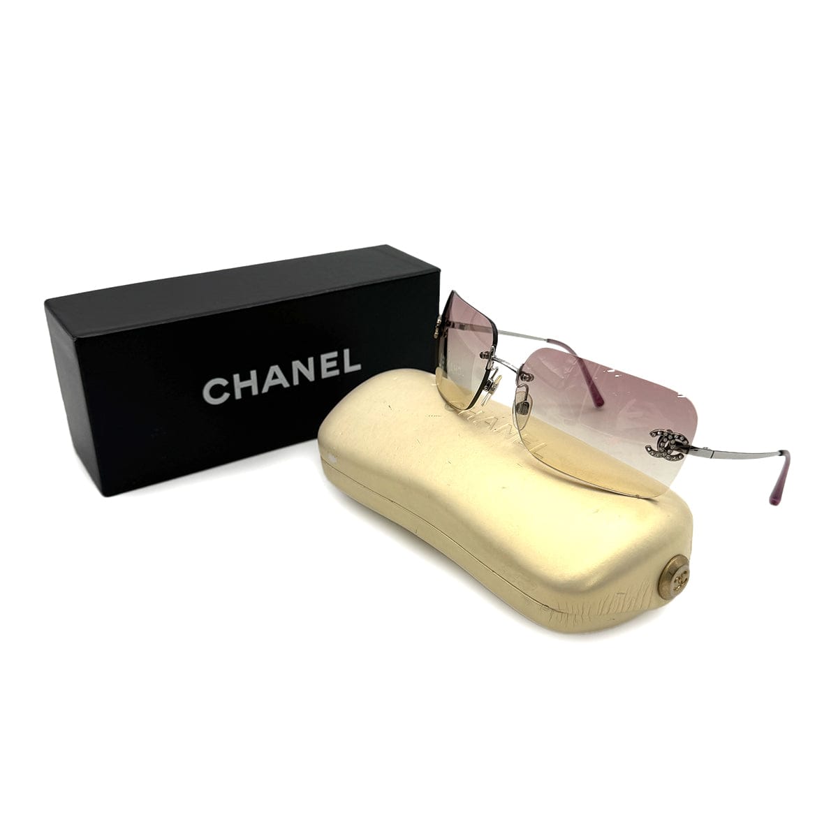 Luxury Promise Japan VINTAGE CHANEL SUNGLASSES COCOMARK RHINESTONE SILVER EYEWEAR 90313680