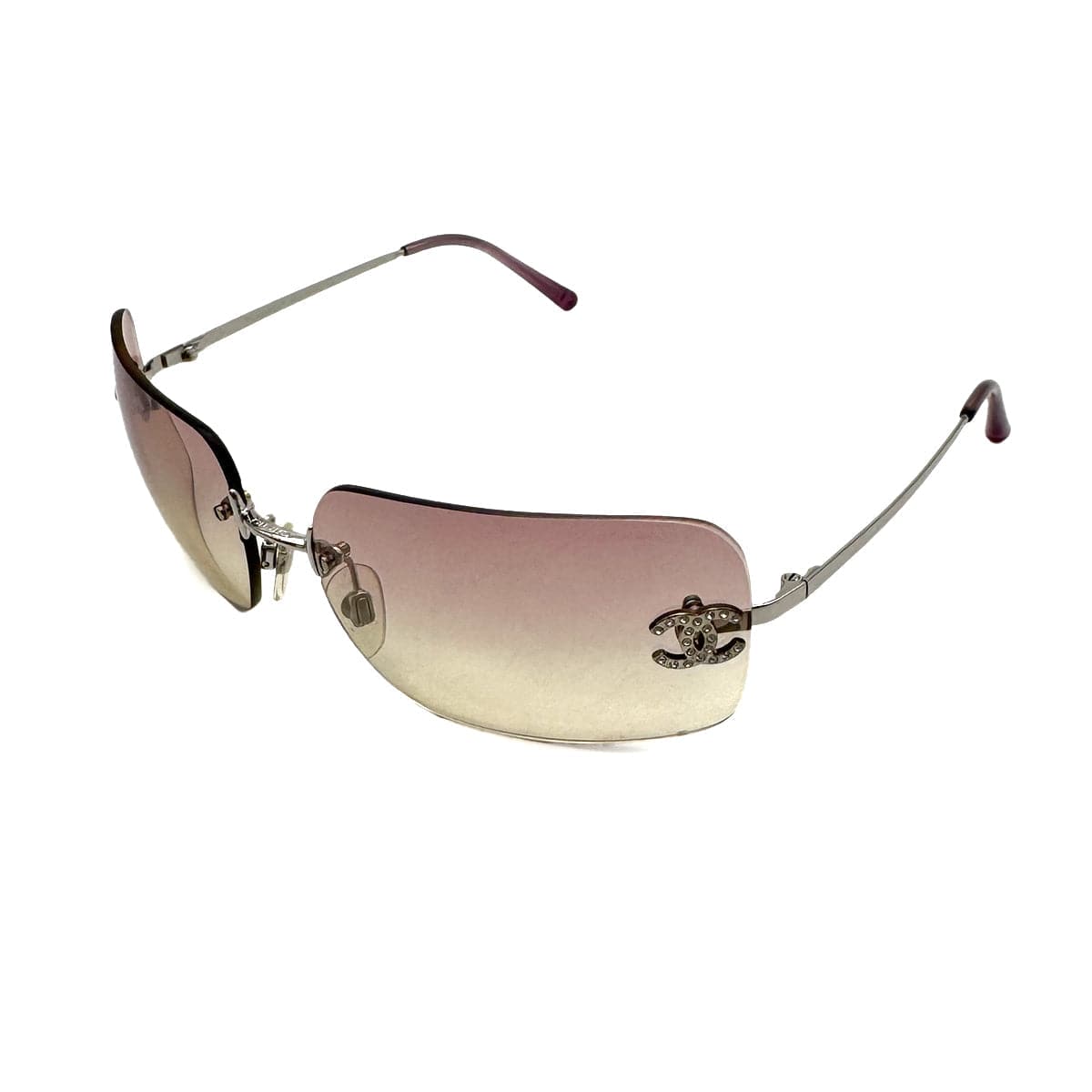 Luxury Promise Japan VINTAGE CHANEL SUNGLASSES COCOMARK RHINESTONE SILVER EYEWEAR 90313680