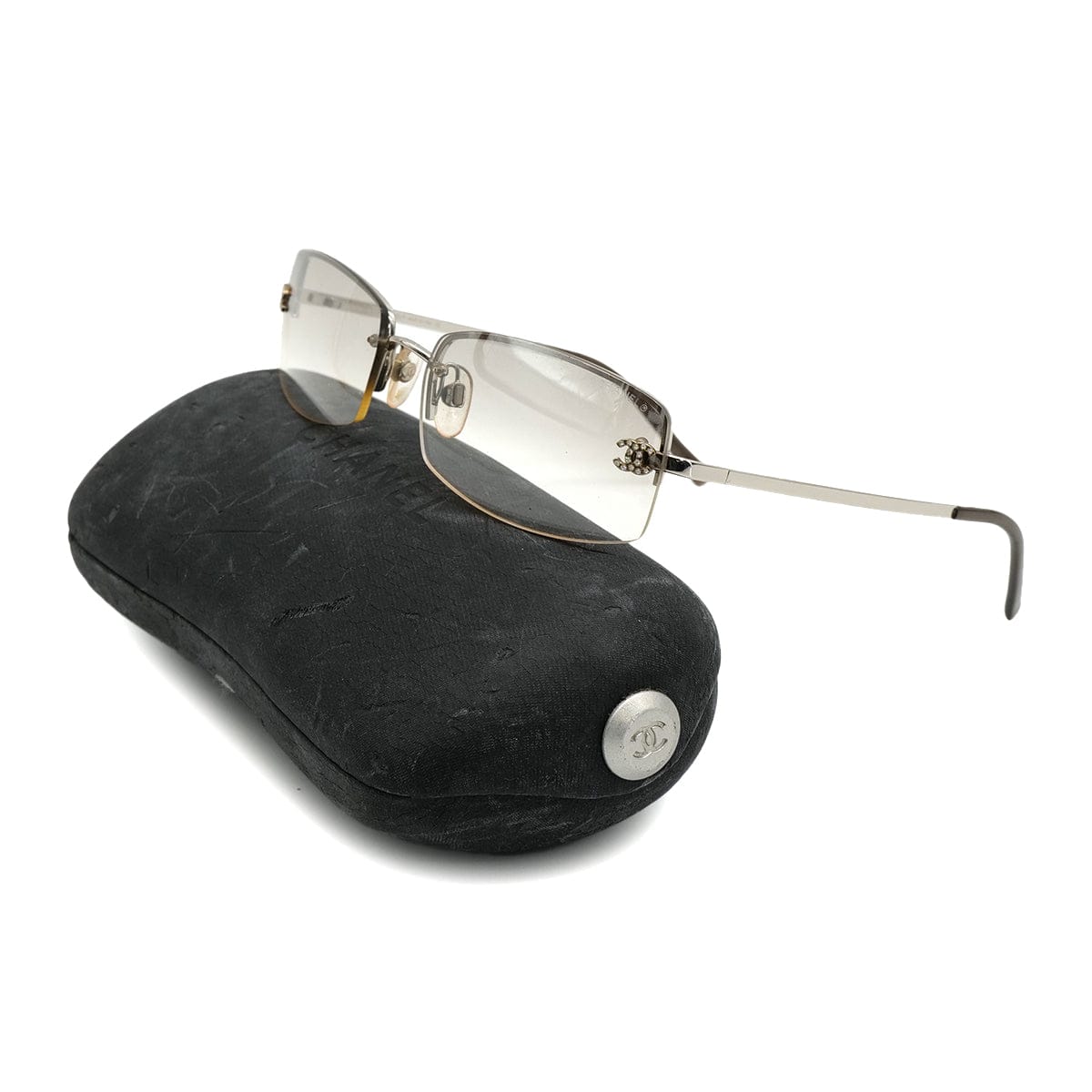 Luxury Promise Japan VINTAGE CHANEL SUNGLASSES COCOMARK RHINESTONE SILVER EYEWEAR 90319957