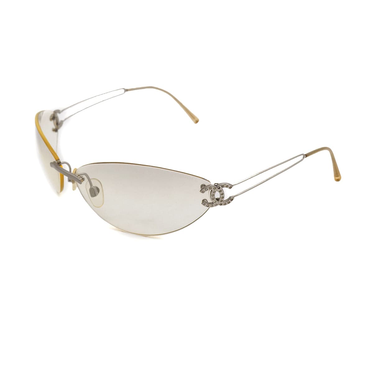 Luxury Promise Japan VINTAGE CHANEL SUNGLASSES COCOMARK RHINESTONE SILVER EYEWEAR 90319963
