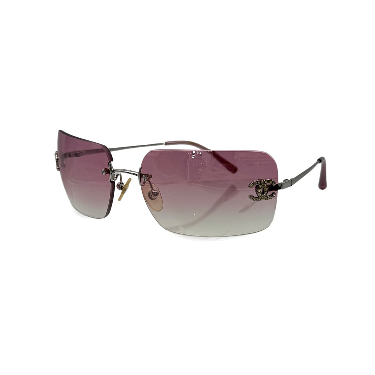 Luxury Promise Japan VINTAGE CHANEL SUNGLASSES COCOMARK RHINESTONE SILVER EYEWEAR 90320171