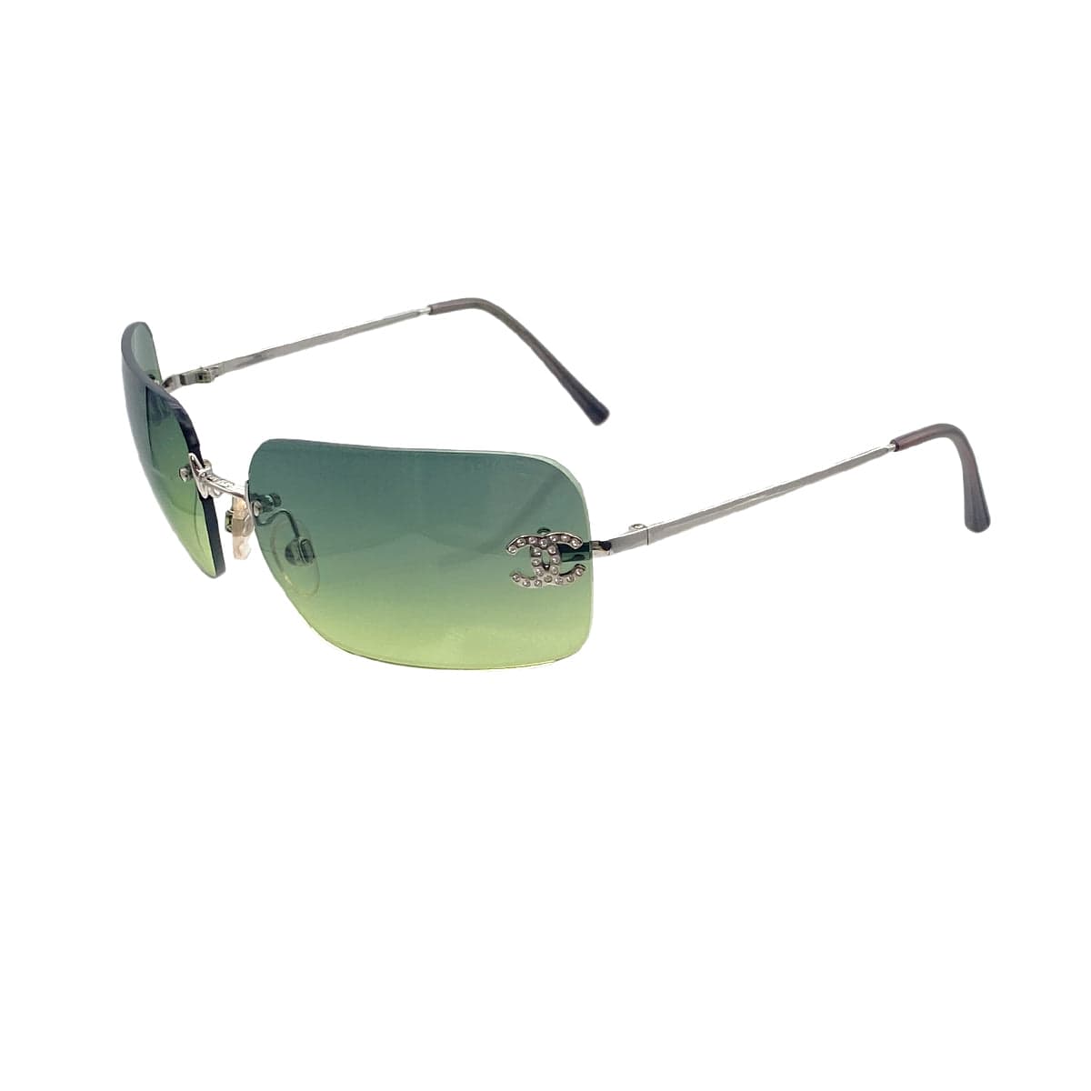 Luxury Promise Japan VINTAGE CHANEL SUNGLASSES COCOMARK RHINESTONE SILVER EYEWEAR 90321131