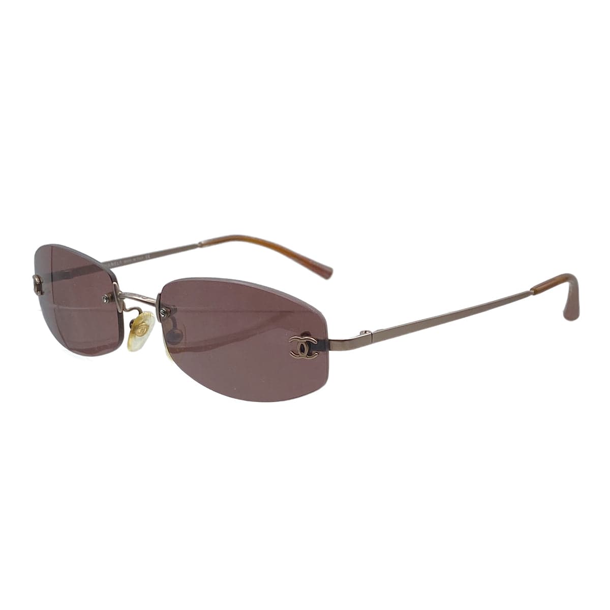 Luxury Promise Japan VINTAGE CHANEL SUNGLASSES RIMLESS COCOMARK PINK MATTE BROWN EYEWEAR 90312620