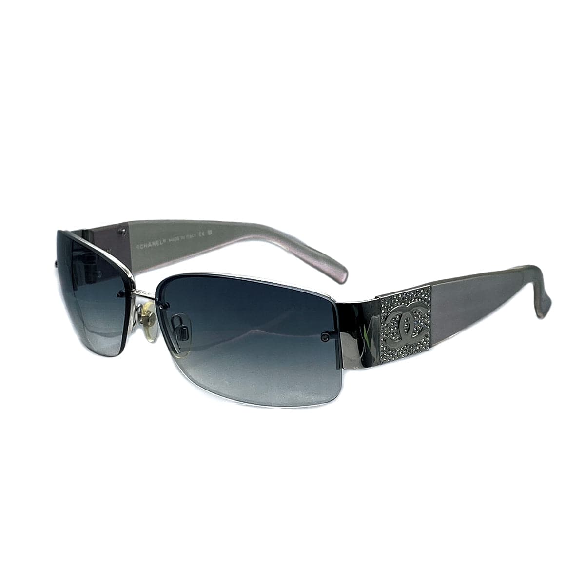 Luxury Promise Japan VINTAGE CHANEL SUNGLASSES RIMLESS COCOMARK RHINESTONE SMOKE GRAY EYEWEAR 90312541