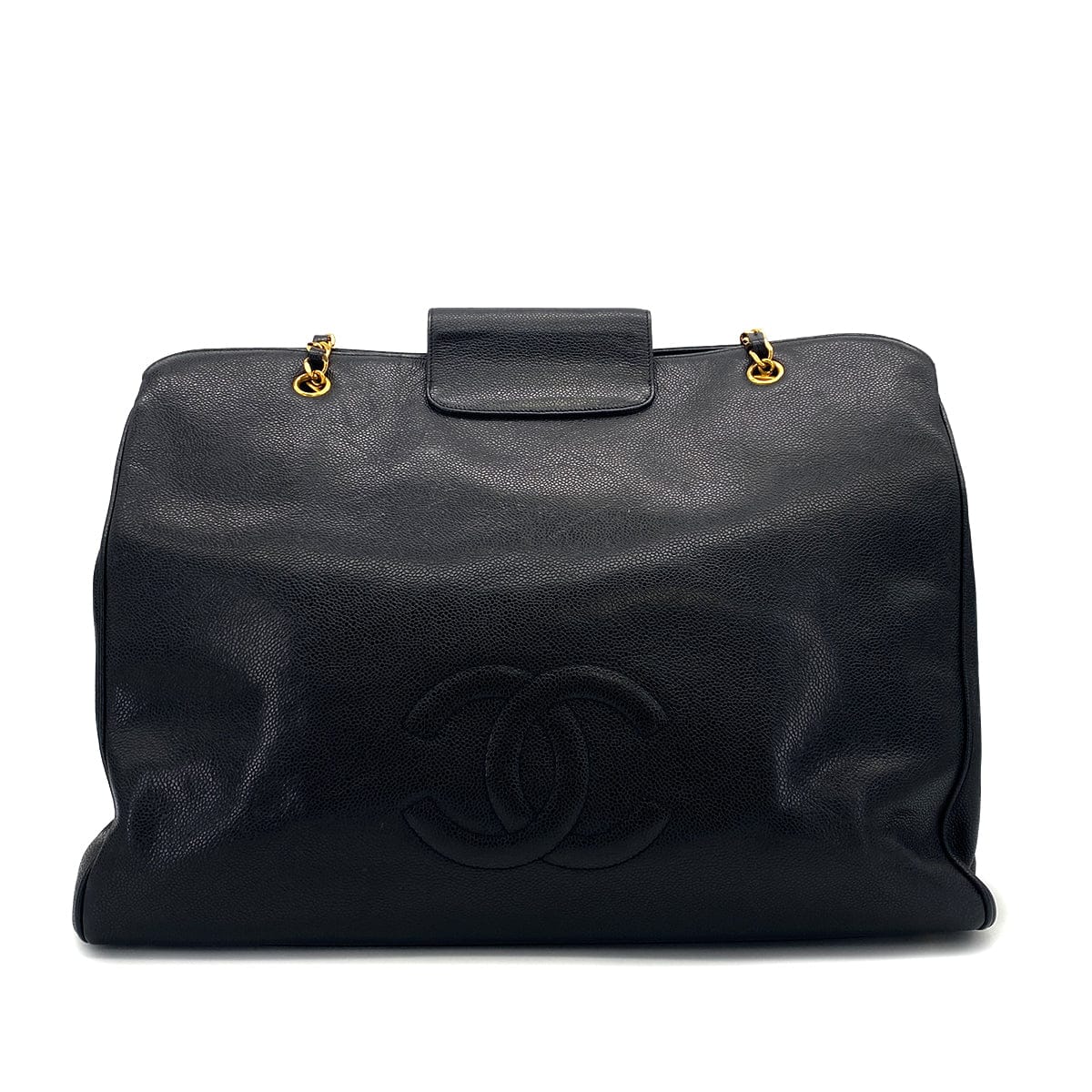 Luxury Promise Japan VINTAGE CHANEL SUPER MODEL CHAIN TOTE BAG BLACK CAVIAR SKIN GOLD HARDWARE 90313550