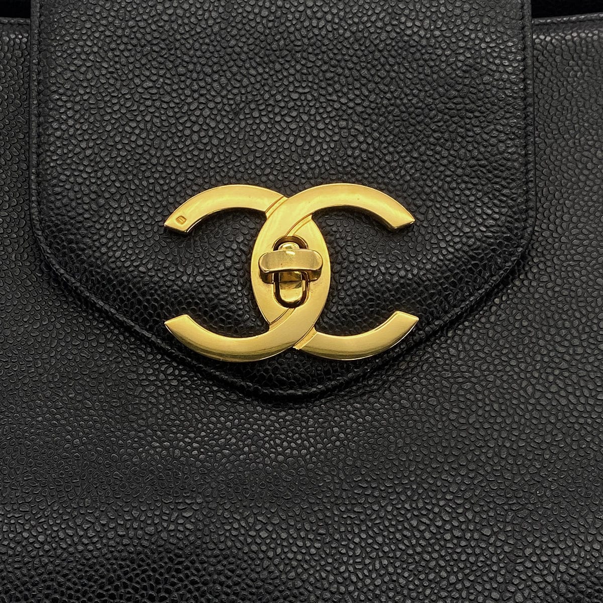 Luxury Promise Japan VINTAGE CHANEL SUPER MODEL CHAIN TOTE BAG BLACK CAVIAR SKIN GOLD HARDWARE 90313550