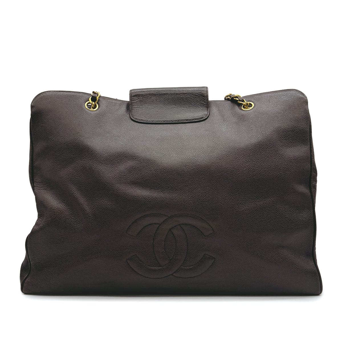 Luxury Promise Japan VINTAGE CHANEL SUPER MODEL CHAIN TOTE BAG BROWN CAVIAR SKIN GOLD HARDWARE 90317877